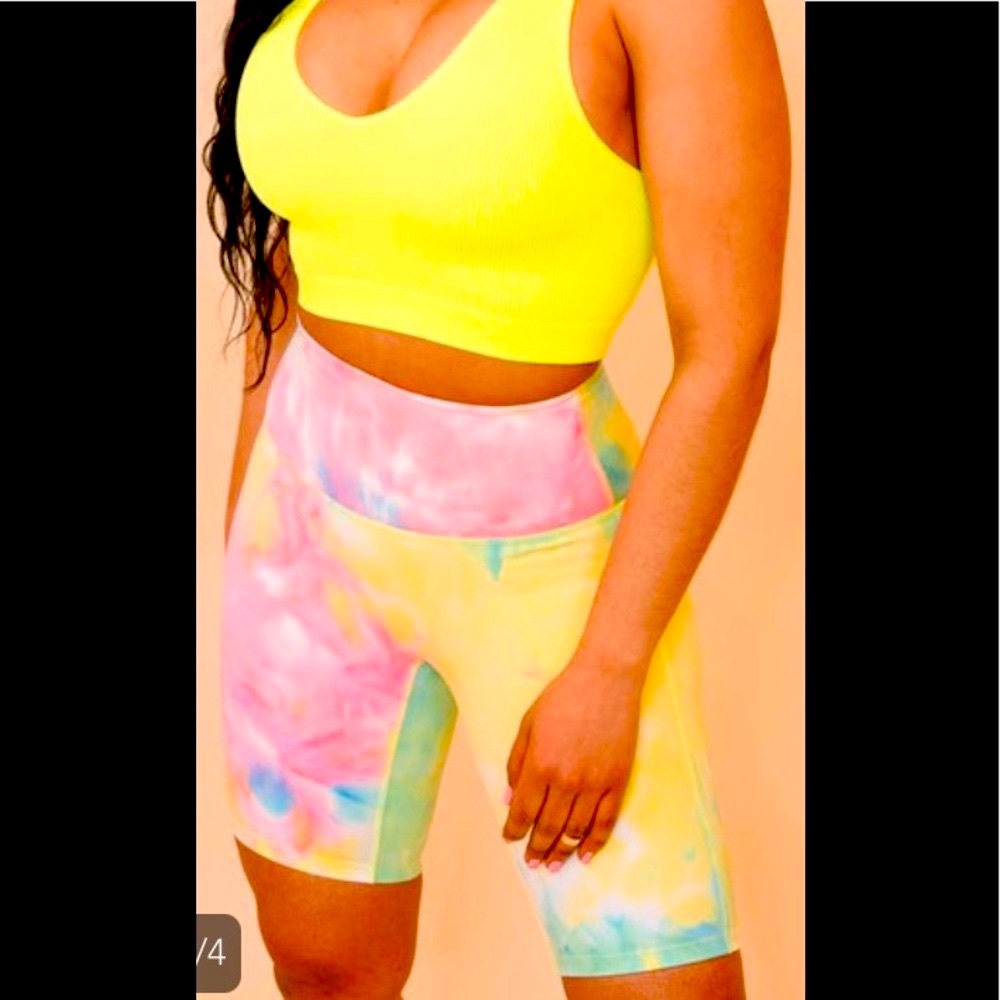 Zenana-Athletic Tie Dye High Waisted Biker Shorts